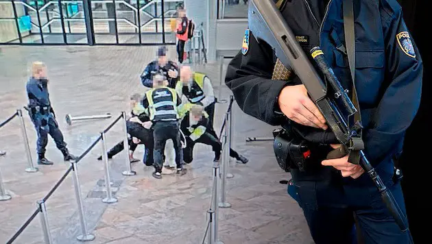 Нападение в аэропорту Вены: мужчина пытался вырвать у полицейского заряженный автомат